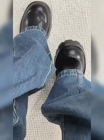 クラシック厚底メンズシューズ、快適滑り止めマイクロファイバーアッパー＆ゴム底、耐久性抜群のフォーマルシューズ、パーティー・休日・結婚式用メンズシューズ