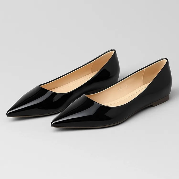 【当店No.1】 ポインテッドトゥパンプス エナメルパンプス インヒール5cmUP 細見え・脚長効果 小さいサイズ